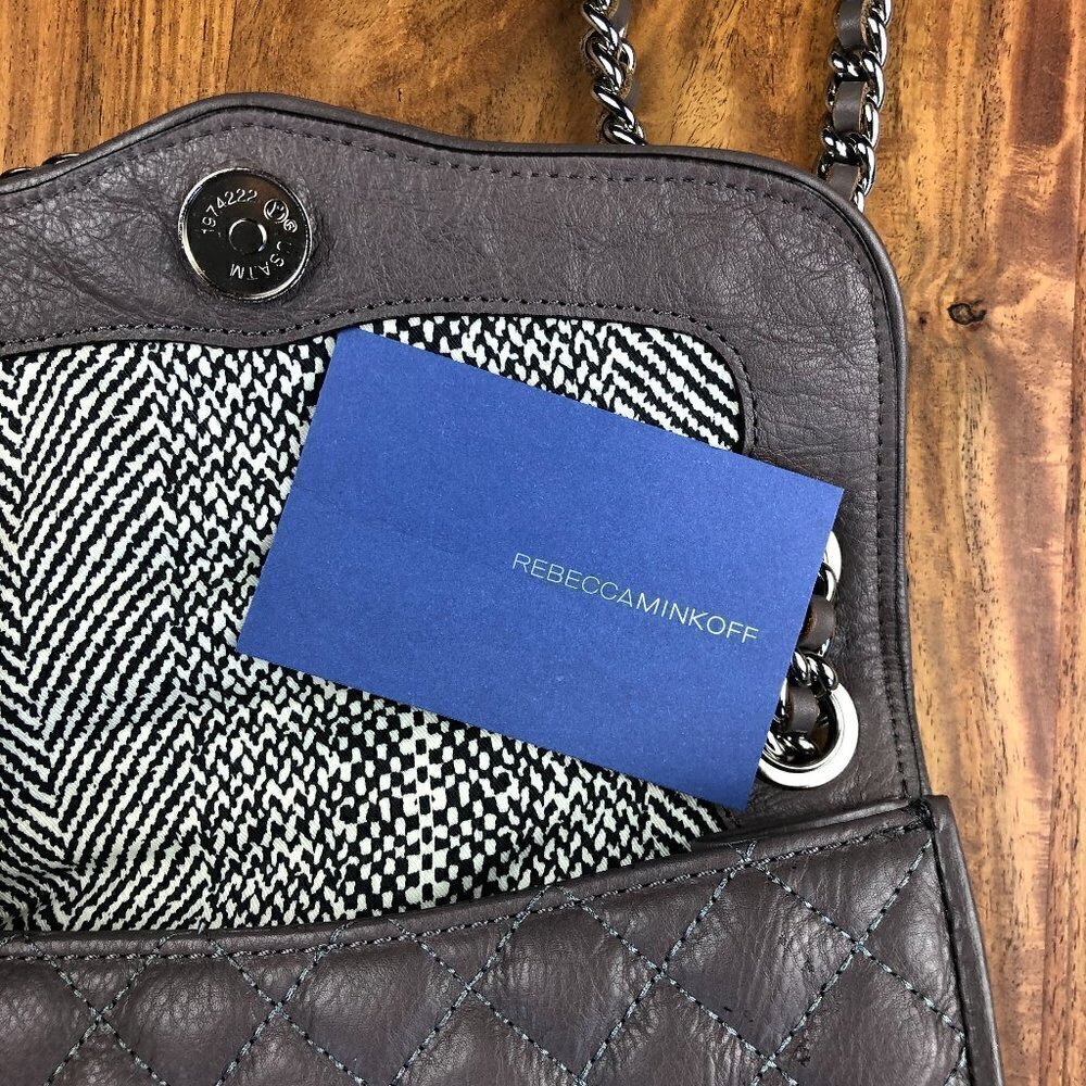 Rebecca Minkoff “Affair” Quilted Studded Grey Bag - Picture 11 of 12